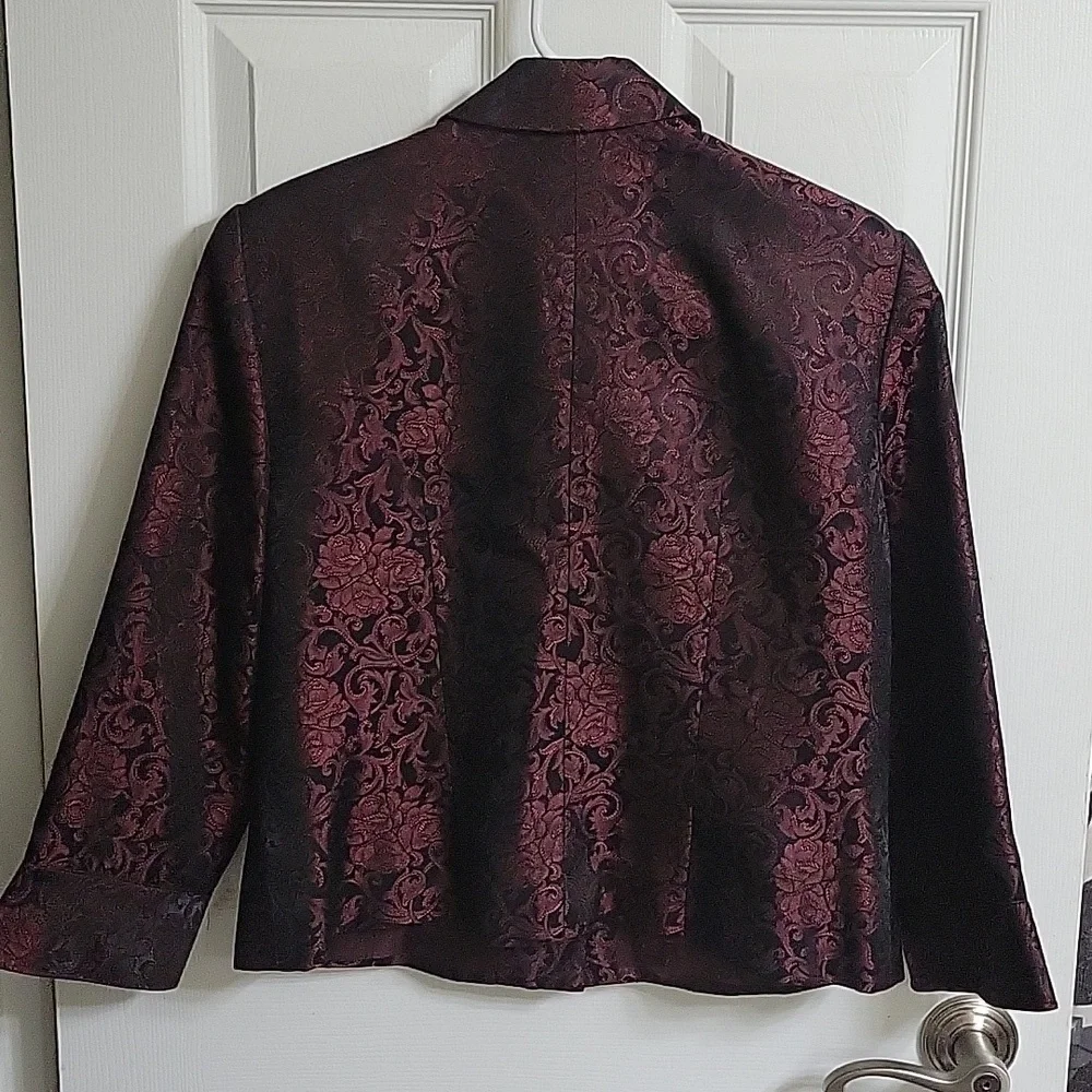 Vintage Metallic Acetate Brocade Floral Paisley Chunky Sequin Button Jacket - Picture 6 of 9